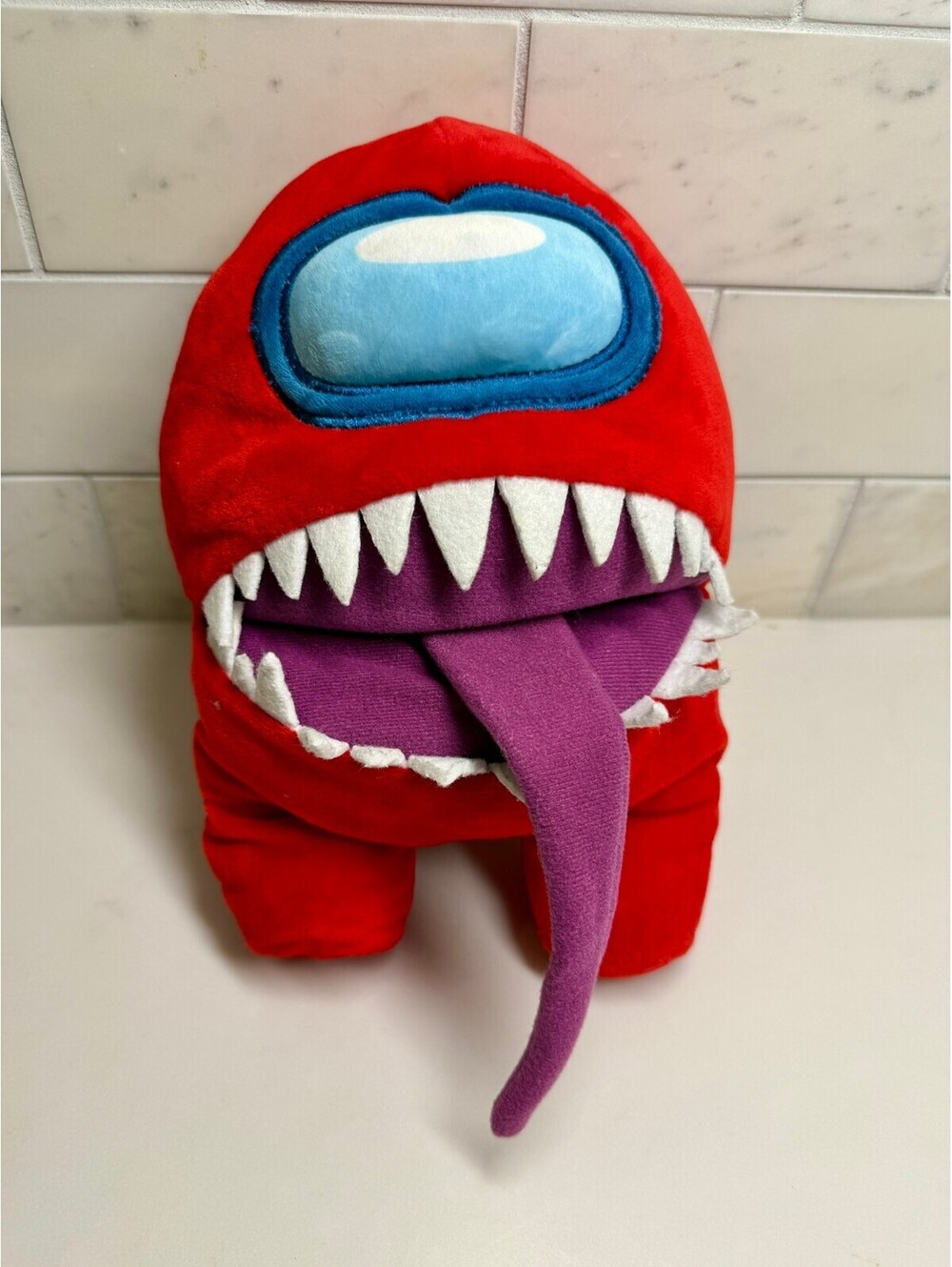 Official Among Us Red Impostor Plush 10" Open Mouth Floppy Tongue Toikido Game